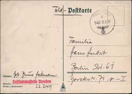 DEUTSCHES REICH 1939 (16.9.) 1K Mit Taktischer Nr.: FELDPOST/b/ 5 4 0  (Mi.62, + 20.- EUR, 2009) + Roter 1L: Postsammels - Guerre Mondiale (Seconde)