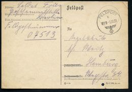 DEUTSCHES REICH 1939 (5.10.) 1K Mit Taktischer Nr.: FELDPOST/b/ 8 1 9  (Mi.62, + 20.- EUR, 2009) + Hs. Fp.-Nr.: "07513"  - Guerre Mondiale (Seconde)