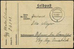 DEUTSCHES REICH 1940 (5.3.) 2K: FELDPOST/d + Rs. Viol. 1L: Feldpostnummer 07059 = Pio. Btl. 16 , Klar Gest. Feldpost-Fal - Guerre Mondiale (Seconde)