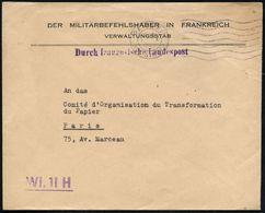 DT.BES.FRANKREICH 1942 (1.10.) MaWellenSt.: PARIS XVI/ RUE SINGER + Viol. 1L: Wi. 1l H + Viol. 1L: Durch Französische La - Guerre Mondiale (Seconde)