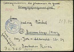 ALGERIEN /  DEUTSCHES REICH 1944 (Juli) Bl. Zensur-2K: CORRESP. De PRISONNIERS DE GUERRE../I/CONTROLE + Rs. Brauner OKW- - WW2