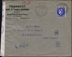 FRANKREICH 1941 (27.10.) 2,50 Fr. Ceres, Blau, EF + 1K: MONTREX-CHATEAUX + OKW-Zensurstreifen + Roter Bd.Ma.St. "c" = Kö - Guerre Mondiale (Seconde)