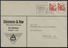 SCHWEIZ 1943 MWSt: ST.GALLEN 1/SCHWEIZ./WINTER/HILFE/1943-44 (Frau, Kind) Dekorativer Firmen-Bf. - Bier / Beer / Biére / - Guerre Mondiale (Seconde)