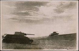 UdSSR 1943 S/w.-Foto-Ak.: "Tanks Gehen Zum Angriff über" = 2 Panzer T 34 (Serie "Tätige Armee" Nr.1113) Ungebr., Selten! - Guerre Mondiale (Seconde)