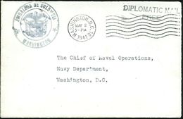 U.S.A. 1941 (2.5.) MaWellenSt.: WASHINGTON, D.C. + 2L: DIPLOMATIC MAIL/FREE + Viol. 2K: EMBAJADA DE COLOMBIA/ WASHINGTON - Guerre Mondiale (Seconde)