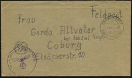 GERMENDORF/ A/ über/ ORANIENBURG 1944 (7.9.) 2K-Steg = PSt.I + Viol. 1K-HdN: Lei.(chte) Heimatflakbatterie 42-III + Rs.  - 2. Weltkrieg