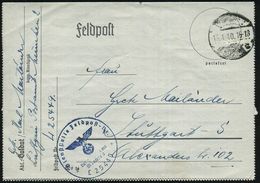DEUTSCHES REICH 1940/41 Stummer 1K-Steg + Blauer 1K-HdN: Feldpost-Nr./L 25 440/ Luftgaupostamt/München = Res.-Flak Abt.  - Seconda Guerra Mondiale