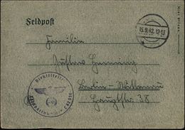 DEUTSCHES REICH 1942 (15.9.) Stumme 1K-Brücke = Tarnstempel + Bl. 1K-HdN: Fp Nr. L 42 538 = Kol. I, Flak Rgt. 241, Ostfr - Seconda Guerra Mondiale