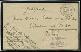 (17a) BADENWEILER/ D 1945 (6.4.) 2K-Steg Mit PLGZ + Schw. BdMaSt.: ZURÜCK/AN DEN/ABSENDER , Später Feldpost-Retour-Traue - WW2