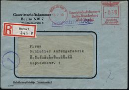 BERLIN NW7/ Gauwirtschaftskammer/ Berlin-Brandenburg/ Abtl.Handel 1945 (13.2.) AFS 038 Pf. + RZ: Berlin 7/f F ,klar Gest - WW2 (II Guerra Mundial)