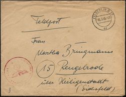 (1) BERLIN O 17/ Dd 1945 (6.3.) 2K-Steg Mit PLGZ + Roter 1K-HdN: Fp. Nr. 46 245 = Sammel-Sanitäts-Park + Rs. Hs. Abs.: " - Seconda Guerra Mondiale