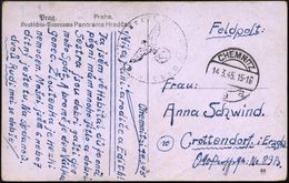 CHEMNITZ/ 9/ A 1945 (14.3.) 1K-Brücke + Viol. 1K-HdN: Res. Lazarett/Chemnitz , Seltene, Späte Feldpost-Ak. (Prag) Tschec - Guerre Mondiale (Seconde)