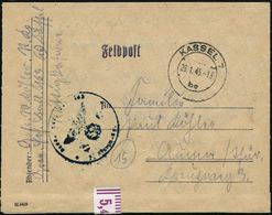 KASSEL 7/ Be 1945 (26.1.) 2K-Steg + Blauer 1K-HdN + Hs. Abs.: Gren.(adier) Ers. Batl. 193 "Wittigkaserne" , Später Feldp - WO2