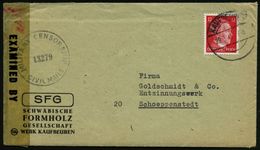 KAUFBEUREN 1945 (29.3.) 1K-Brücke Auf EF 12 Pf. Hitler + US-Zensur-1K: MILITARY CENSORSHIP/13279/CIVIL MAILS + Klebestre - Guerre Mondiale (Seconde)