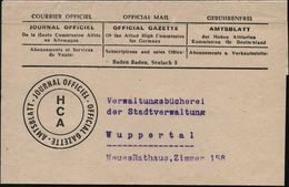 Baden-Baden 1946 (ca.) Dreisprachiges Zeitungs-Streifband: AMTSBLATT Der Hohen Alliierten Kommission Für Deutschland/ GE - WW2