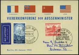 (1) BERLIN W35/ VIER-/ MÄCHTE/ *KONFERENZ* 1954 (25.1.) SSt Auf MiF 20 Pf. Viermächte-Konferenz + DDR Paar 12 Pf. Viermä - Seconda Guerra Mondiale