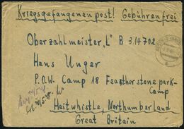 BESTWIG (SAUERLAND)/ A 1947 (3.5.) 2K-Steg (rechts Nicht Ganz Voll) Auf Kgf.-Bf. (rechts Randmäng.) An P.O.W.-Camp 18 Fe - Seconda Guerra Mondiale
