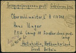 BESTWIG (SAUERLAND)/ A 1947 (3.5.) 2K-Steg (rechts Nicht Ganz Voll) Auf Kgf.-Bf. (rechts Randmäng.) An P.O.W.-Camp 18 Fe - WW2 (II Guerra Mundial)