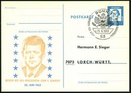 5300 BONN 1/ B/ BESUCH DES USA-PRÄSIDENTEN KENNEDY 1963 (23.6.) SSt = US-Wappen Auf Amtl. P 15 Pf. Luther, Blau (Mi. Urk - 2. Weltkrieg