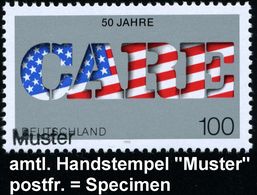 B.R.D. 1995 (Nov.) 100 Pf. "50 Jahre CARE" + Amtl. Handstempel "M U S T E R", , Postfr. + Amtl. Ankündigungsblatt Der Bu - Seconda Guerra Mondiale