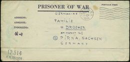 U.S.A. 1945 (2.5.) MaWellenSt.: NEW YORK ,N.Y. + Schw. Zensur-2L: 12.514/U.S. CENSOR (Wo.2) Kgf.-Vordr.-Faltbf.: PRISONE - WW2 (II Guerra Mundial)