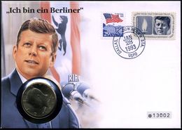 U.S.A. 1993 (28.1.) 2K: DALLAS, TX.. Auf 29 C. Whitehouse + Kennedy-Vignette Auf Numis-Sonderumschlag: "Ich Bin Ein Berl - Guerre Mondiale (Seconde)