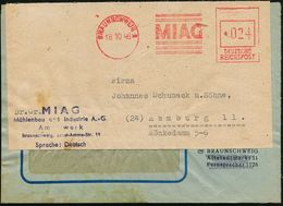 BRAUNSCHWEIG 1/ MIAG 1946 (18.10.) Aptierter AFS "DEUTSCHE/REICHSPOST" Antiqua , NS-Adler Entfernt  = Mühlenbau U. Indus - Andere & Zonder Classificatie