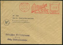 CELLE/ 1/ Stadtverwaltung 1945 (9.11.) Aptierter AFS = Hakenkreuz Entfernt (Schloß, Stilis. Pferdegiebel) + Viol. Abs.-3 - Andere & Zonder Classificatie
