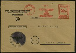 DÜSSELDORF/ 6/ OBERPRÄSIDENT/ DER/ NORD-/ RHEINPROVINZ 1946 (28.9.) Seltener, Aptierter AFS-Typ "Antiqua" = NS-Adler Ent - Altri & Non Classificati