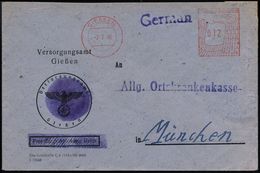 GIESSEN/ Deutsche Reichspost 1946 (2.2.) Aptierter AFS Postalia "Reichsadler" Unverändert Weiterverwendet, AFS Als Schal - Andere & Zonder Classificatie