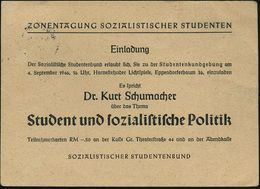 HAMBURG 1/ E 1946 (28.8.) MaWellenSt. Auf Vordr.-Orts-Kt.: Sozialist. Studentenbund (anschriftenseitig Fleckig) Rs. Einl - Altri & Non Classificati