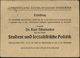 HAMBURG 1/ E 1946 (28.8.) MaWellenSt. Auf Vordr.-Orts-Kt.: Sozialist. Studentenbund (anschriftenseitig Fleckig) Rs. Einl - Sonstige & Ohne Zuordnung