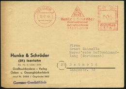 ISERLOHN 1/ Hunke & Schröder/ Großbuchbinderei/ Gesangbuchfabrik 1945 (22.12.) Seltener, Aptierter AFS = Hakenkreuz Entf - Otros & Sin Clasificación