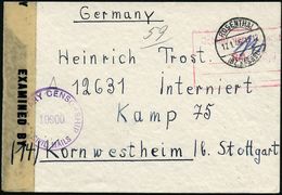 ROSENTHAL/ (BZ.KASSEL) 1946 (17.1.) 1K-Steg + Roter Ra.4.: Gebühr Verrechnet/___ RM ___RPf + Viol. US-Zensur-1K: 10900 ( - Other & Unclassified