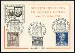 (16) FRANKFURT (MAIN) 1/ SCHLESIERTREFFEN 1954 (18.7.) SSt (Schles. U. Oberschles. Wappen) 3x Auf Motiv-ähnl. Sonder-Kt. - Réfugiés