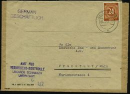GELNHAUSEN/ F 1947 (8.3.) 2K-Steg + Viol.4L: AMT FÜR/VERMÖGENSKONTROLLE.. (rs. Klappe Fehlt) Dienst-Fernbf. (Mi.925 EF)  - Altri & Non Classificati