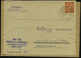 GELNHAUSEN/ F 1947 (8.3.) 2K-Steg + Viol.4L: AMT FÜR/VERMÖGENSKONTROLLE.. (rs. Klappe Fehlt) Dienst-Fernbf. (Mi.925 EF)  - Other & Unclassified