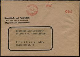 NEUSTADT/ (SCHWARZWALD) 1947 (8.6.) Aptierter AFS = Wertrahmen U. Klischee Total Entfernt Klar Auf Firmen-Bf.: Holzzells - Autres & Non Classés