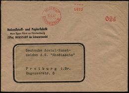 NEUSTADT/ (SCHWARZWALD) 1947 (8.6.) Aptierter AFS = Wertrahmen U. Klischee Total Entfernt Klar Auf Firmen-Bf.: Holzzells - Other & Unclassified