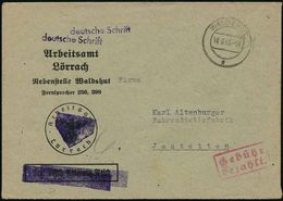 WALDSHUT/ E 1946 (18.3.) 2K + Roter Ra.2: Gebühr/bezahlt, Entnazifierter Dienstbr.: Arbeitsamt Lörrach/ Nebenstelle Wald - Andere & Zonder Classificatie