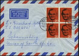 B.R.D. /  BERLIN 1961 (3.3.) 20 Pf. "10. Todestag Hans Böckler", Reine MeF: 4er-Block = Gewerkschaftsführer , Klar Gest. - Altri & Non Classificati