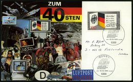 BRD 1989 (5.5.) Maschinen-ET-SSt: 5300 BONN 1/VIERZIG JAHRE BRD Auf100 Pf. "40 J. BRD" Auf Schallplatten-Ak. Mit Deutsch - Sonstige & Ohne Zuordnung