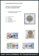 B.R.D. 1998 (Mai) 110 Pf. "50 Jahre DM", 23 Verschied. Color-Alternativ-Entwürfe Der Bundesdruckerei Auf 4 Entwurfs-Blät - Altri & Non Classificati