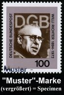 B.R.D. 1994 (Sept.) 100 Pf. "100. Geburtstag Willi Richter" (Gewerkschaftler, SPD) Mit Amtl. Handstempel  "M U S T E R"  - Altri & Non Classificati