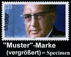 B.R.D. 1997 (Nov.) 110 Pf. "100. Geburtstag Thomas Dehler" (FDP) Mit Amtl. Handstempel  "M U S T E R" , Postfr. + Amtl.  - Altri & Non Classificati