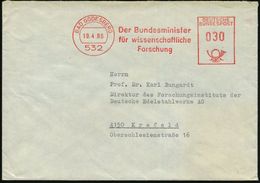 532 BAD GODESBERG/ Der Bundesminister/ Für Wissenschaftl./ Forschung 1966 (19.4.) AFS , Rs. Abs.-Vordr., Inl.-Dienst-Bf. - Andere & Zonder Classificatie