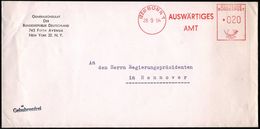 (22c) BONN 1/ AUSWÄRTIGES/ AMT 1954 (28.9.) AFS 020 Pf. Auf Dienst-Bf.: GENERALKONSULAT NEW YORK = Inl.-Tarif ! , Da Dip - Andere & Zonder Classificatie