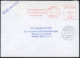 5300 BONN 2/ DER BUNDESMINISTER/ FÜR INNERDEUTSCHE/ BEZIEHUNGEN 1982 (29.1.) AFS Auf Vorausfrankierten Antwortbf. (daher - Andere & Zonder Classificatie