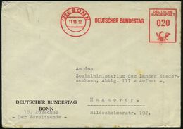 (22c) BONN/ DEUTSCHER BUNDESTAG 1952 (11.10.) AFS Auf Dienst-Bf.: DEUTSCHER BUNDESTAG BONN + Zusatz "18. Ausschuß.." (Dü - Altri & Non Classificati