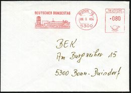 5300 BONN 12/ DEUTSCHER BUNDESTAG 1983 (9.3.) AFS = Hauspostamt Bundestag (Abb.: "Langer Eugen" U. Bundestag) Rs. Abs.-V - Autres & Non Classés